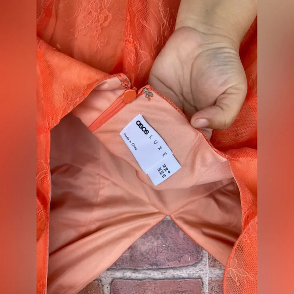 NWT ASOS LUXE Ruffle Shoulder Lace Mini Dress size 6 - Picture 11 of 15